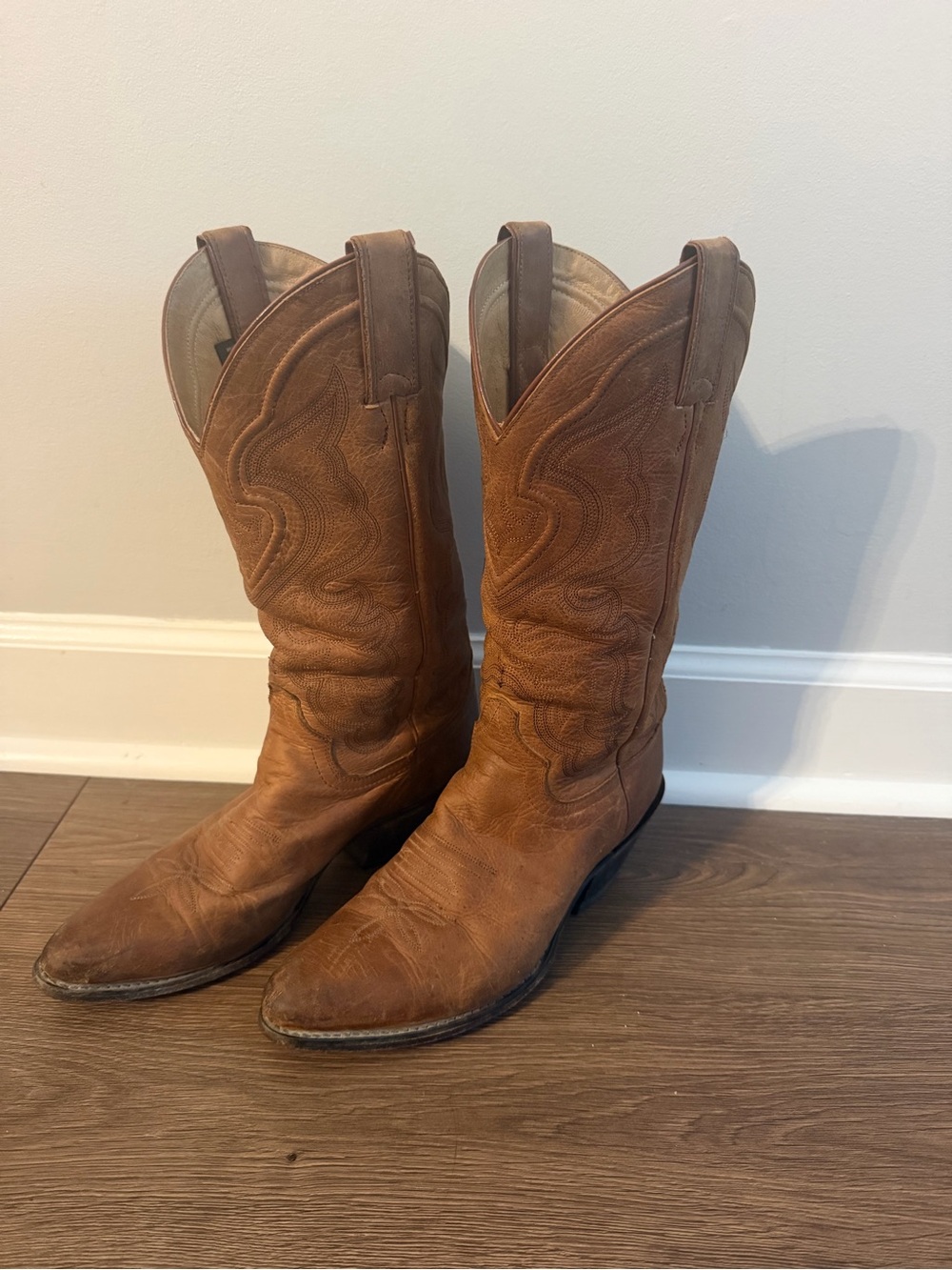 Justin Boots Tan Leather Western Heeled Cowgirl Boots
